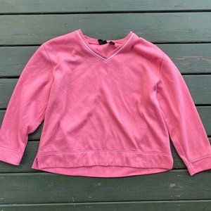 Vintage Bright Pink V Neck Sweatshirt Size 3XL